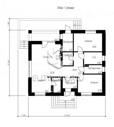 Проект загородного дома E123 - План первого этажа