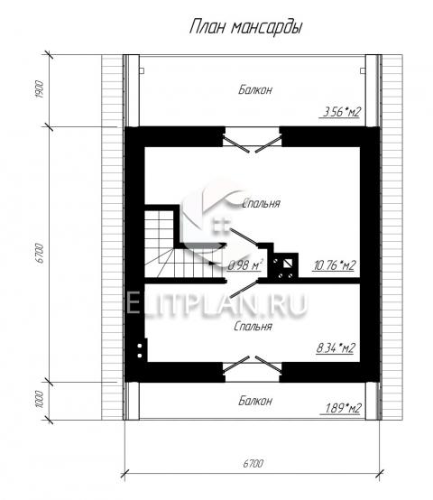 Проект дома с мансардой на склоне E133 - План мансардного этажа