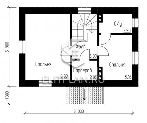 Проект компактного двухэтажного коттеджа E138 - План второго этажа