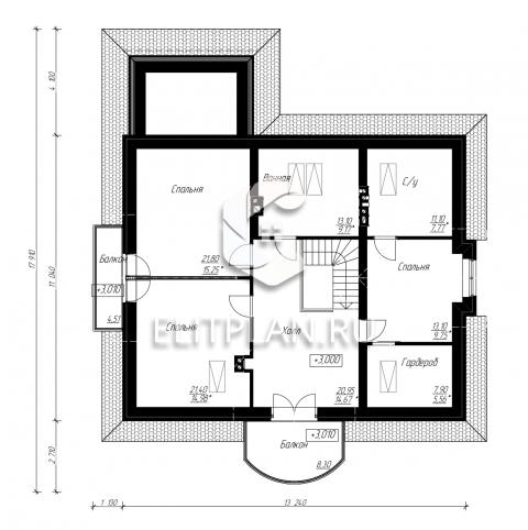 Проект уютного дома с мансардой и гаражом E14 - План мансардного этажа