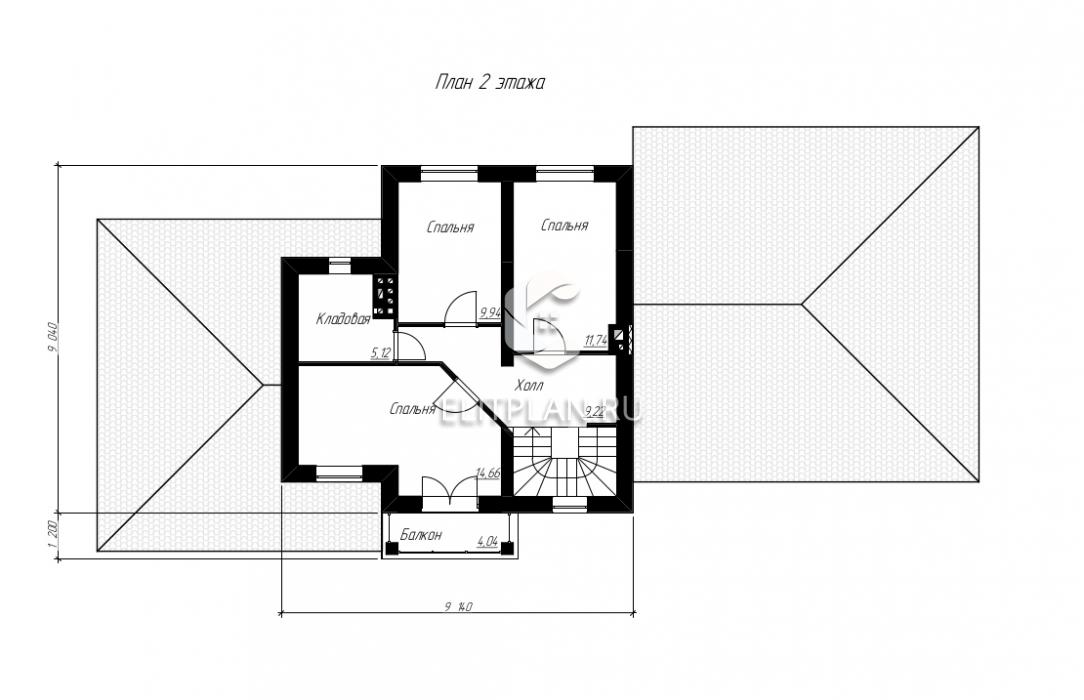 Проект двухэтажного дома с крытой террасой E177 - План второго этажа