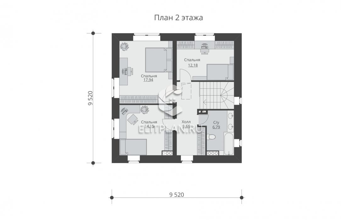 Двухэтажный жилой дом E209 - План второго этажа