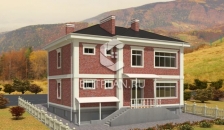 Проект стильного двухэтажного дома с цоколем. E33 - Вид 3