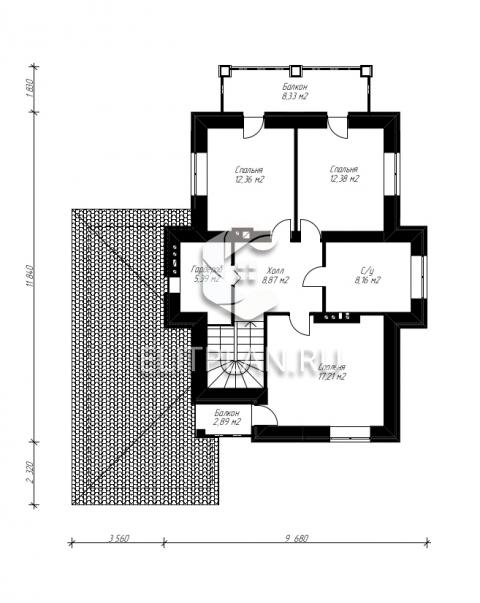 Двухэтажный дом из керамзитобетона E41 - План второго этажа