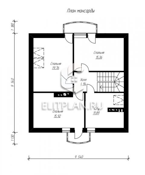 Проект дома с мансардой E44 - План мансардного этажа