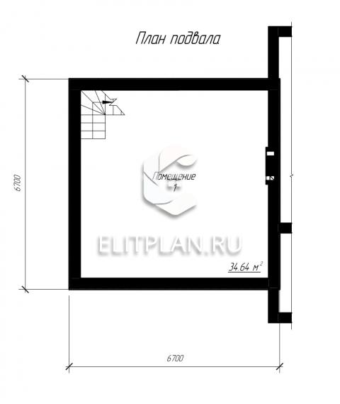 Проект одноэтажного дома с подвалом и мансардой E55 - План цокольного этажа