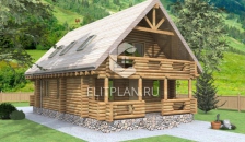Проект деревянного одноэтажного дома с мансардой E57 - Вид 1