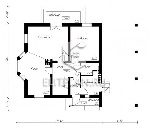 Одноэтажный дом с мансардой и эркером E76 - План первого этажа