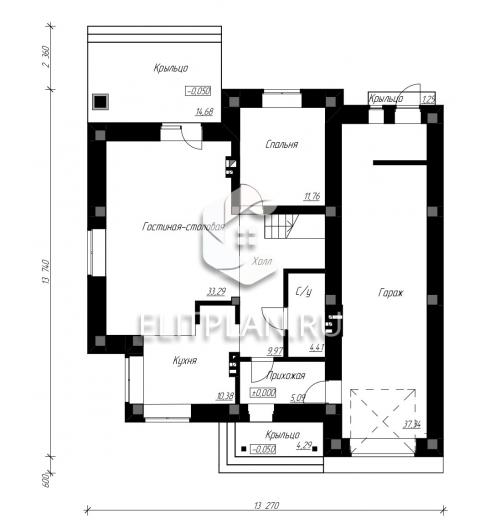 Проект просторного двухэтажного дома E90 - План первого этажа
