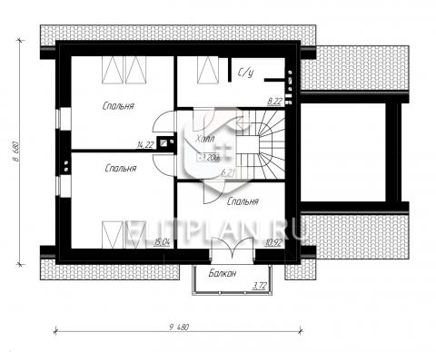 Дом с мансардой, просторной террасой и гаражом E98 - План мансардного этажа