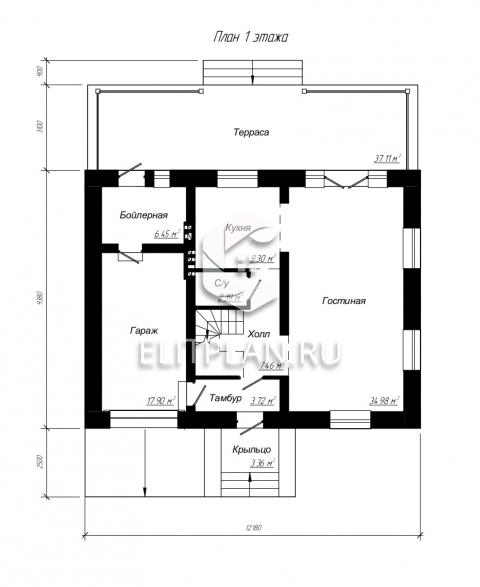 Частный дом с мансардой и гаражом E10 - План первого этажа