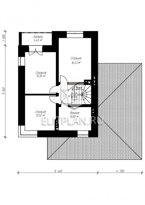 Проект аккуратного двухэтажного дома с гаражом E100 - План второго этажа