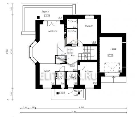 Проект дома с подвалом и мансардой E101 - План первого этажа