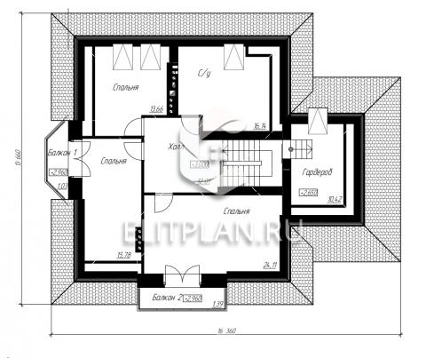 Проект дома с подвалом и мансардой E101 - План мансардного этажа