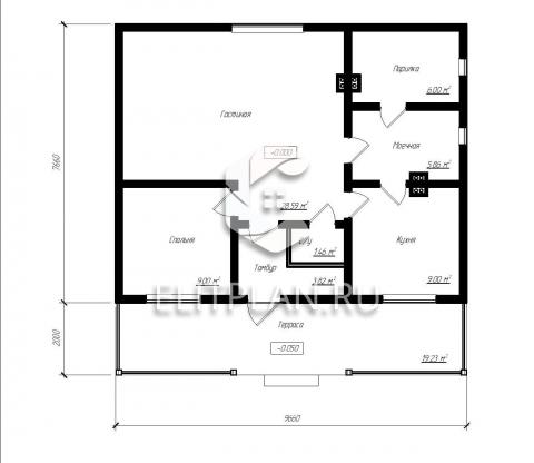 Проект маленького одноэтажного дома E104 - План первого этажа