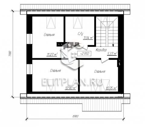 Проект небольшого дома с мансардой E105 - План мансардного этажа