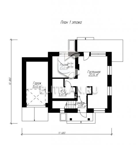 Компактный коттедж с гаражом E106 - План первого этажа
