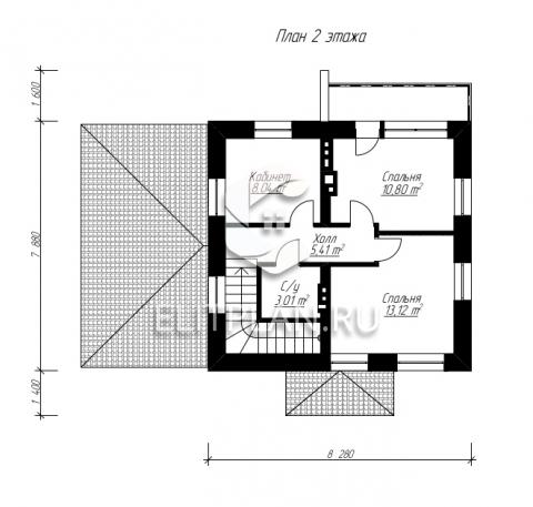 Компактный коттедж с гаражом E106 - План второго этажа