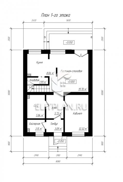 Одноэтажный дом с мансардой E109 - План первого этажа