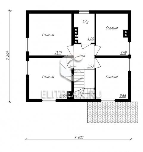 Проект частного дома с мансардой E11 - План мансардного этажа