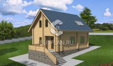 Проект одноэтажного деревянного дома с мансардой E119 - Вид 2