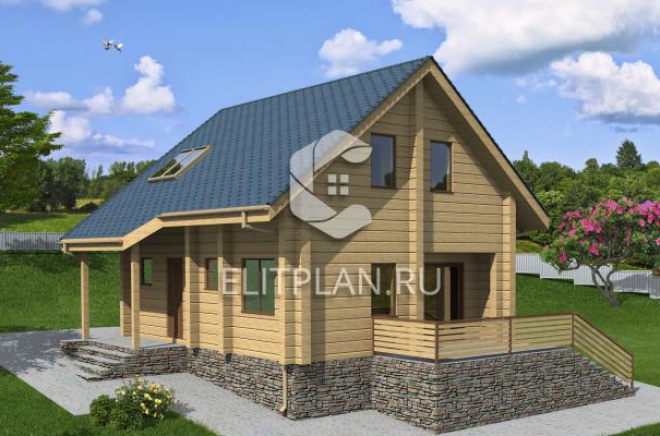 Проект одноэтажного деревянного дома с мансардой E119