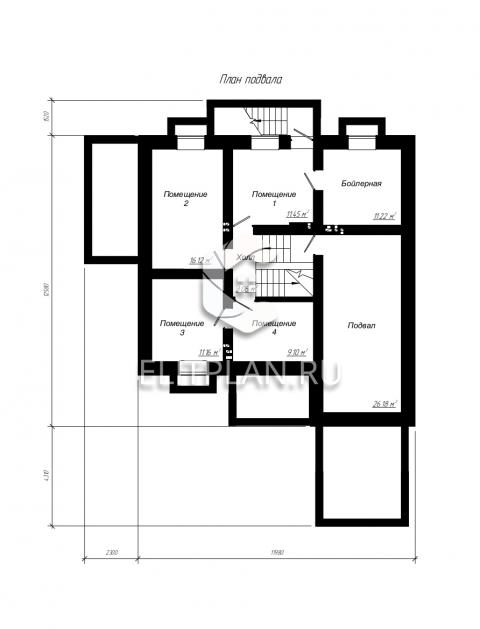 Проект одноэтажного дома с подвалом и мансардой E12 - План цокольного этажа