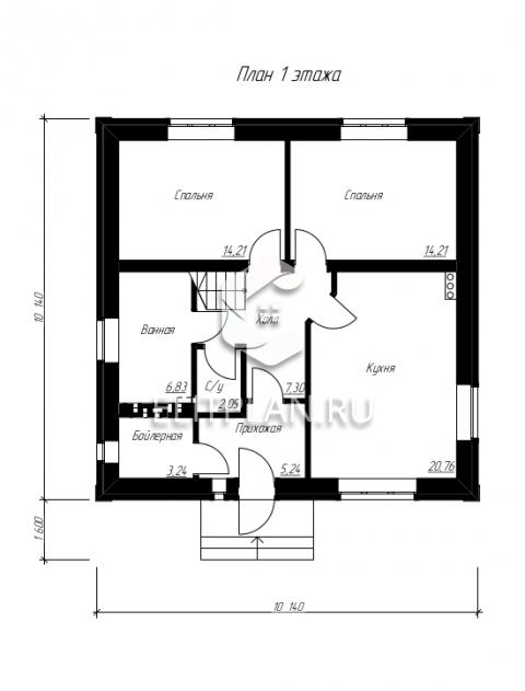 Проект двухэтажного дома E120 - План первого этажа