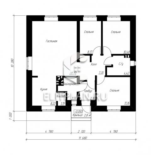 Проект загородного дома E122 - План первого этажа