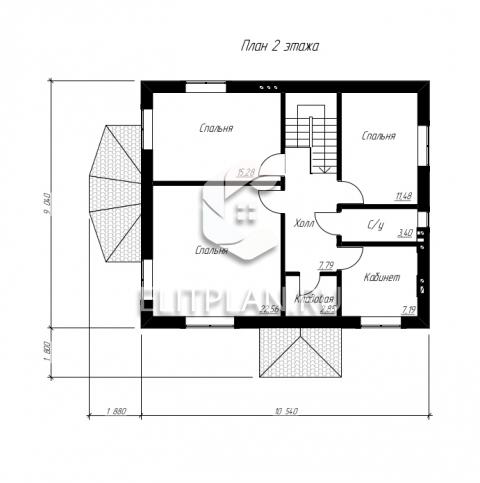 Проект двухэтажного коттеджа с эркером E125 - План второго этажа