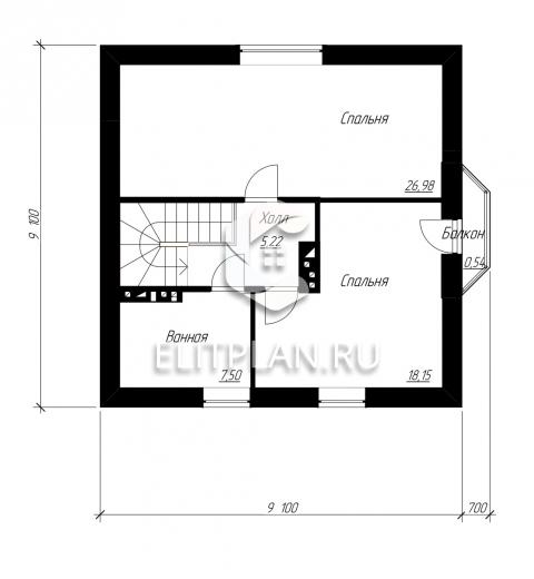 Проект одноэтажного дома с мансардой и эркером E130 - План мансардного этажа