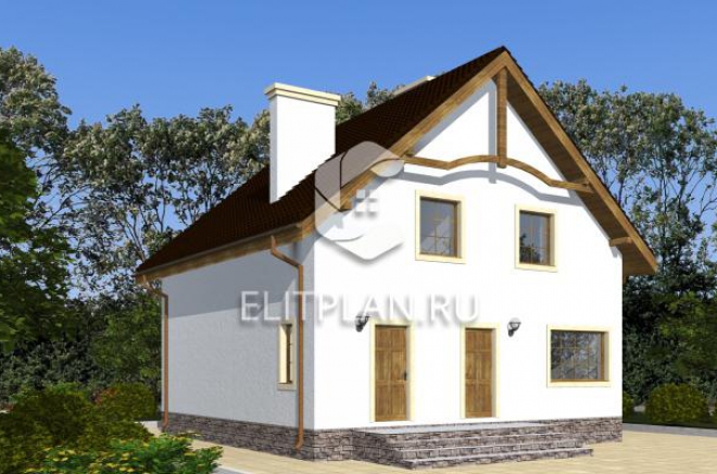 Проект одноэтажного дома с мансардой и эркером E130