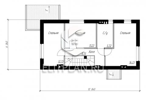 Проект двухэтажного дома для узкого участка E131 - План второго этажа