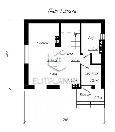Проект компактного двухэтажного дома E139 - План первого этажа