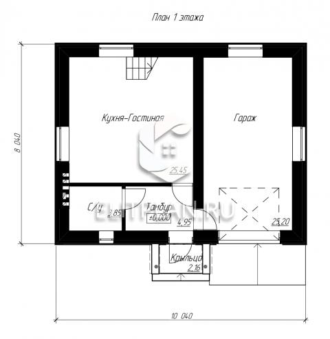 Проект лаконичного двухэтажного дома E140 - План первого этажа
