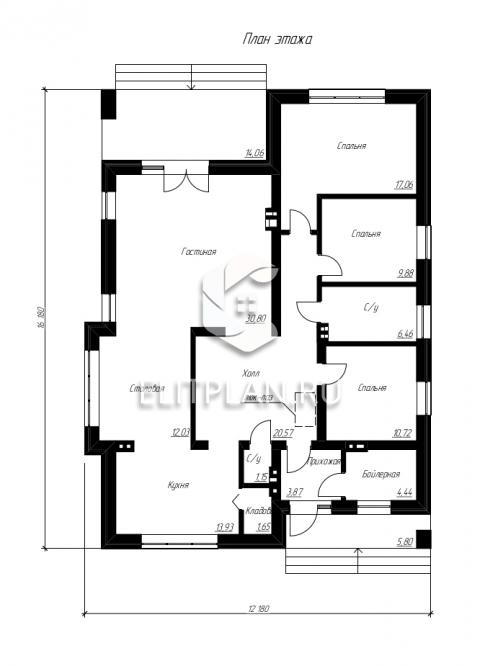 Просторный одноэтажный дом E151 - План первого этажа