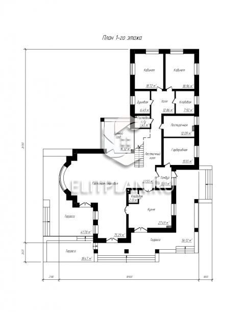 Проект одноэтажного дома с мансардой E152 - План первого этажа