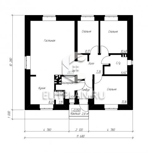 Проект одноэтажного дома E155 - План первого этажа