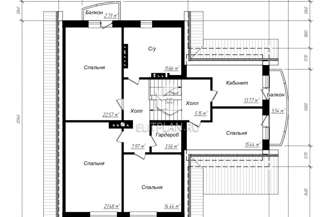 Популярный проект коттеджа с мансардой E163 - План мансардного этажа