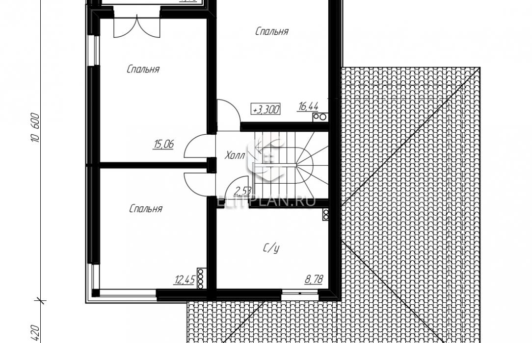Двухэтажный дом с гаражом E169 - План второго этажа