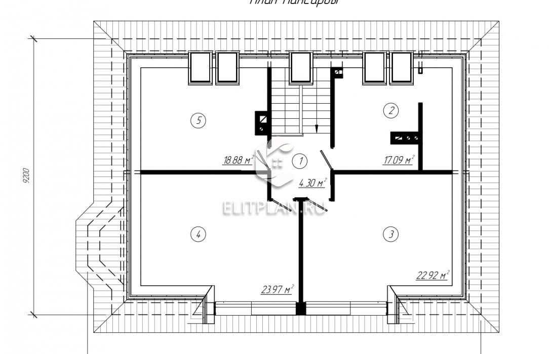Проект уютного дома из теплоблока E170 - План мансардного этажа