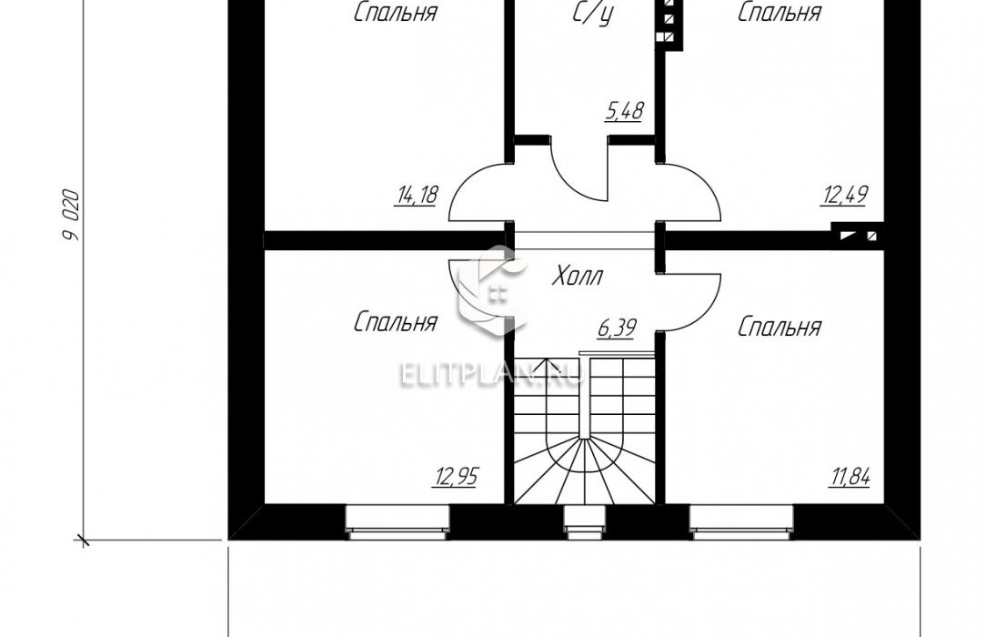 Проект удобного двухэтажного дома E176 - План второго этажа