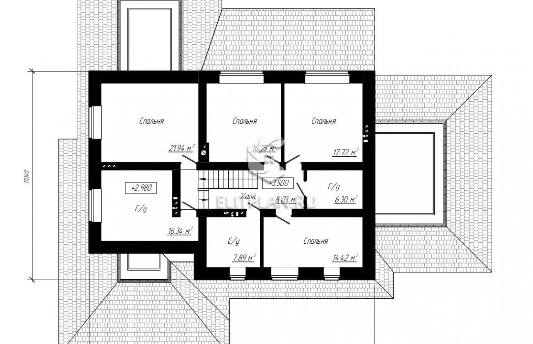 Просторный двухэтажный дом с гаражом и бассейном E178 - План второго этажа