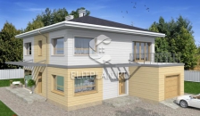 Проект двухэтажного дома с гаражом и витражами E22 - Вид 1
