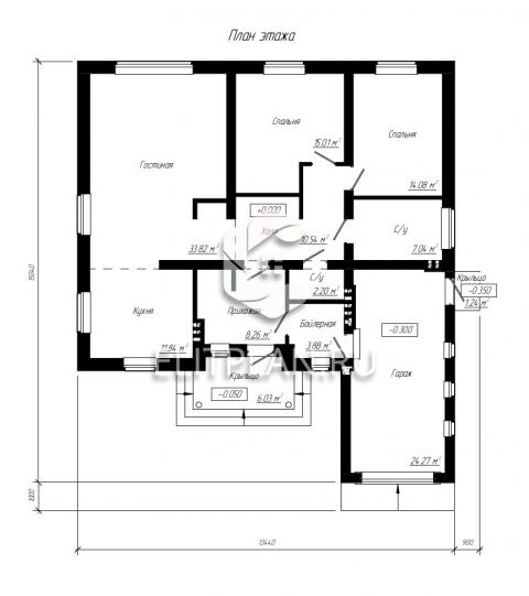Проект дома с гаражом и просторной гостиной E28 - План первого этажа