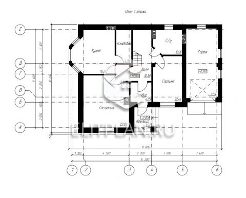 Проект уютного одноэтажного дома с мансардой E30 - План первого этажа