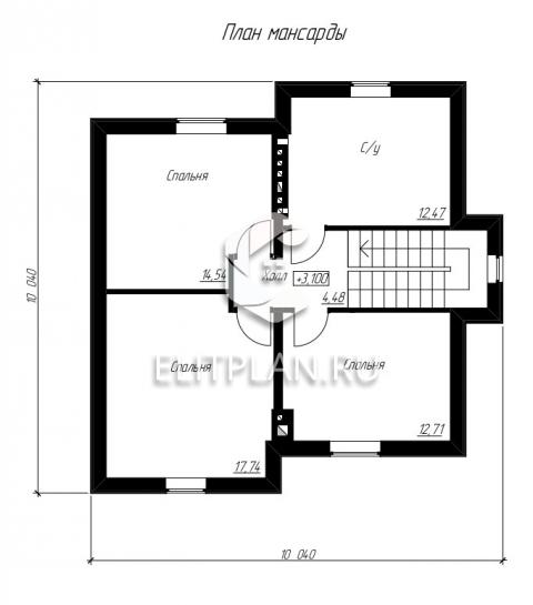 Проект небольшого уютного одноэтажного дома с мансардой E34 - План мансардного этажа