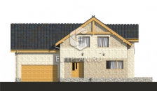 Проект одноэтажного дома с мансардой, террасой и гаражом на две машины E35 - Фасад 1