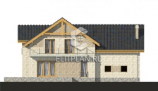 Проект одноэтажного дома с мансардой, террасой и гаражом на две машины E35 - Фасад 3