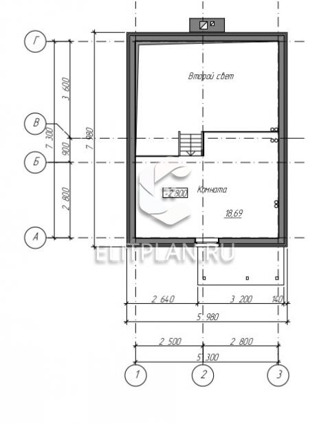 Проект скромного одноэтажного дома с мансардой E38 - План мансардного этажа
